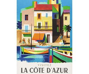 Nathan Visit Cote D'azur Railway Travel Advert Art Print Canvas Premium Wall Decor Poster Mural