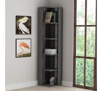 Decortie Nati Tall Corner Bookcase Modern Shelving Unit Space-Saving Storage Anthracite Grey 161Cm