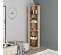 Decortie Nati Tall Corner Bookcase Modern Shelving Unit Space-Saving Storage Oak 161Cm