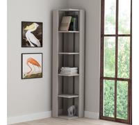 Nati Modern Corner Bookcase Display Unit - Mocha Grey