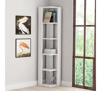 Nati' Tall Corner Bookcase Modern Shelving Unit 161cm Decortie White 1 Pack