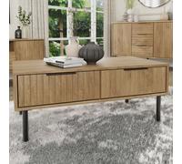 natick wooden coffee table with 2 drawers in oak