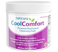 Naticura CoolComfort Personal Cleansing Pads with Organic Witch Hazel and Aloe Vera - All-Natural and Fast Acting Wipes for Hemorrhoid Burning, Itching, Pain and Swelling - 100 Pads - No Parabens