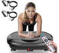 Natini Fitness Device with Vibration Plate for Full Body Workout, Vibration Platform and Lymphatic Drainage for Weight Loss, Home Sports School, Pilates Bar + Resistance Bands + Remote Control