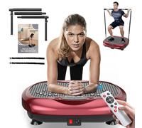 Natini Fitness Device with Vibration Plate for Full Body Workout with Vibration Platform and Lymphatic Drainage for Weight Loss, Pilates Bar + Resistance Bands + Remote Control