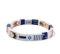 Nation Bracelet For Patriot Bracelet Handmade White And Blue Beaded Bangle For Women Boho