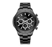 Nation of Souls Chronograph One Black and Silver Analogue Stainless Steel Watch 42mm Case with 20mm Link Bracelet Men's British Designed Wrist Watches