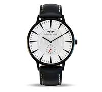 Nation of Souls Eclipse Collection Black and White Men's 42mm Stainless Steel Case Wrist Watch with 20mm Leather Strap British Designed Watches