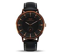 Nation of Souls Eclipse Collection Rose Gold and Black Men's 42mm Stainless Steel Case Wrist Watch with 20mm Leather Strap British Designed Watches