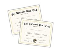 National Beta Club Membership Certificate on Linen 6pk 8.5x11” High School Leadership Award Recognition Student Organization Trophy Participation End of Year