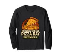 National Cheese Pizza Day September 5 Italian Retro Foodie Long Sleeve T-Shirt