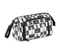 National Chess Pattern Pencil Cases Large Capacity Pencil Pouch Bag with Zipper Handle Case for Kids School