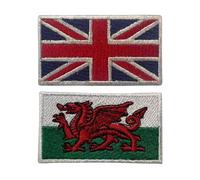 National Countries Flag Patch Embroidered Iron On/Sew On Applique Badge for Jackets, Backpacks, Hats, Jeans, and DIY Craft. (United Kingdom and Wales)