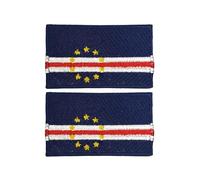 National Country Flag Iron On Patch Set of 2 - Embroidered Sew On Applique Badges for Jackets, Hats Backpacks - 7cm x 4cm (Cape Verde)