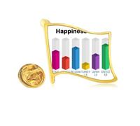 National Differences Happiness Index Golden Metal Flag Lapel Pin Badge