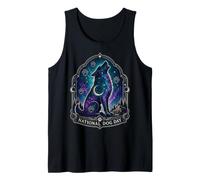 National Dog Day Cosmic Howling Wolf Design Tank Top