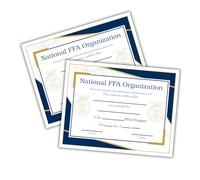 National FFA Chapter Certificate of Membership Students 30pk 8.5x11” Award Participation New Advisor Chapter Agricultural President