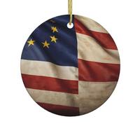 national flag background Patterns Round Ceramic Pendant - Festive Party Hanging Christmas Tree and Fireplace Ornament