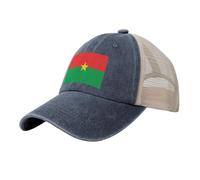 National Flag Baseball Cap, Unisex Breathable Multicolor Burkina Faso Mesh Back Adjustable Snapback Closure Protection Hat,Navy Blue