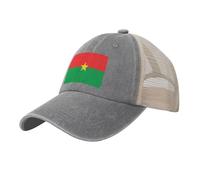 National Flag Baseball Cap, Unisex Breathable Multicolor Burkina Faso Mesh Back Adjustable Snapback Closure Protection Hat,Light Grey