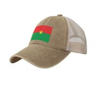 National Flag Baseball Cap, Unisex Breathable Multicolor Burkina Faso Mesh Back Adjustable Snapback Closure Protection Hat,Brown