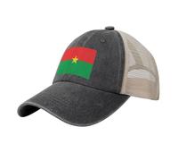 National Flag Baseball Cap, Unisex Breathable Multicolor Burkina Faso Mesh Back Adjustable Snapback Closure Protection Hat,Black