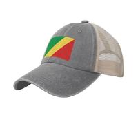 National Flag Baseball Cap, Unisex Breathable Multicolor Republic of The Congo Mesh Back Adjustable Snapback Closure Protection Hat,Light Grey