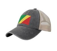 National Flag Baseball Cap, Unisex Breathable Multicolor Republic of The Congo Mesh Back Adjustable Snapback Closure Protection Hat,Dark Grey