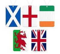 National Flag Car Air Freshener with New Car Scent - England, Wales, Ireland, Scotland & Union Jack (One Size, English Flag)