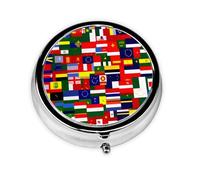 National Flag Collection Mini Round Pill Box, can be Put into Wallet, Pocket, Light and Convenient, 3 Compartment Pill Box, Portable Pill Box,