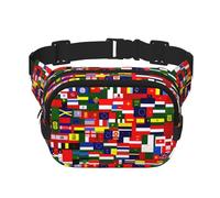 National flag collection Pattern trendy fashionable waist bag, unisex travel sports messenger bag