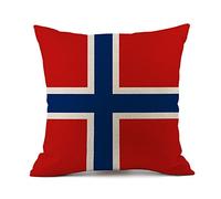 National Flag Cushion Cover Cotton Linen Decorative Cushion Cover Car Sofa Decoration 45 x 45 cm, Norway, 45 x 45 cm