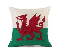 National Flag Cushion Cover Cotton Linen Decorative Cushion Cover Car Sofa Decoration 45 x 45 cm, Wales, 45 x 45 cm
