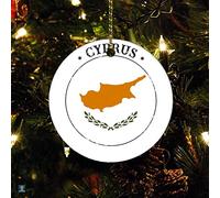 National Flag Cyprus Flag Ornament Keepsake Holiday Present Ceramic Elegant Hanging Christmas Tree Decorations Ceramic Xmas Hanging Ornaments, Double-Sided Printed