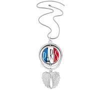 National Flag France Eiffel Tower Paris Pendant Angel Wings Rotating Necklace Jewelry