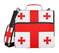 National Flag of Georgia 3 Ringing 1.5 inch Organizer Binder with Handle Waterproof School Supplies Organizer for School and Office