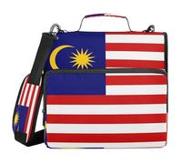 National Flag of Malaysia 3 Ringing 1.5 inch Organizer Binder with Handle Waterproof School Supplies Organizer for School and Office