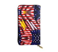 National flag pattern Printed leather wallet, 7.5 x 4.1-inch long credit card holder, portable travel cash wallet