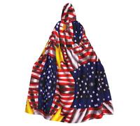 National flag patternHalloween printed hooded cape adult party robe masquerade and role play. Carnival wizard cape