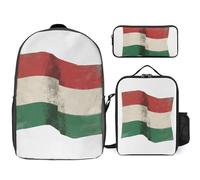 National Flag Printed School Backpack Set Lunch Bag And Pencil Case 3-Piece School Bags Teens Girls Boys Primary Junior Middle Water Resistant Lightweight Bookbag Travel Rucksack