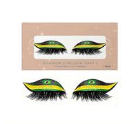 National Flag Shape Eye Wigs Lashes with Eye Shadow, Reusable Flag False Eyelashes, 3D Natural Eyes Shadow Eyelash Makeup Stickers for Sports Game Party (Brazil 1set)
