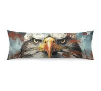 National Flag with Bald Eagle Body Pillow Pillowcase 20"x54" Lumbar Throw Pillow Covers with Hidden Zipper Breathable & Cozy Full Long Bodypillow Case Cover for Sleeping Bedroom Couch Sofa Decor