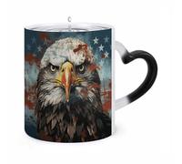 National Flag with Bald Eagle Color Changing Mug Heat Changing Coffee Mugs Funny Magic Cup Heat Sensitive Travel Mug Novelty Coffee Cups Personalized Customized Gift Idea for Men & Women 11 Oz