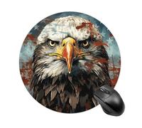 National Flag with Bald Eagle Mouse Pad Round Laptop Mouse Mat Cute Computer Mousepad Keyboard Pad Non-Slip Desk Pads for Gaming Office Work Home