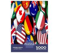 National Flags 1000 Piece Jigsaw Puzzle Paper for Adults Country Symbols Jigsaw Puzzle for Adults Focus Booster Home Decor 38x26cm/1000pcs