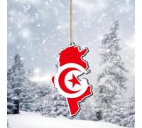 National Flags 2D Acrylic Christmas Ornaments,Tunisia Flag Ornaments for Christmas Tree Hanging Decoration,Funny Xmas Ornament Baubles Stocking Stuffers For Kids Family