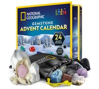Blue Marble NATIONAL GEOGRAPHIC Gemstone Advent Calendar 2024 - Advent Calendar for Kids with 24 Gemstones, Rock Collection Christmas Countdown Calendar, Mini Gemstone Dig Kit (English-Only Version)