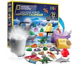 National Geographic 2026 Science Kit & Rock Collection Advent Calendar | Science Christmas Countdown Calendar with 24 Days of Science Experiments, Gemstones & More, STEM Projects for Kids Ages 8-12