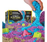 NATIONAL GEOGRAPHIC 6 Lb. Play Sand Combo Pack - 2 Lbs. Each of Blue Purple and Natural Sand with Castle Molds - A Fun No Mess Sensory Activity Kids