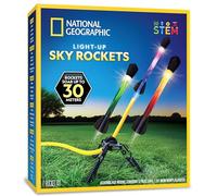 NATIONAL GEOGRAPHIC Air Rocket Toy - LED Rocket Launcher for Kids, Jump & Launch Air Powered Foam Rockets up to 30.5 Meters, Kids Outdoor Activities